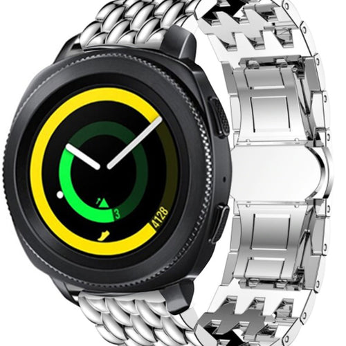 Steel Dragon Strap, silver, on a watch, 3/4 front view