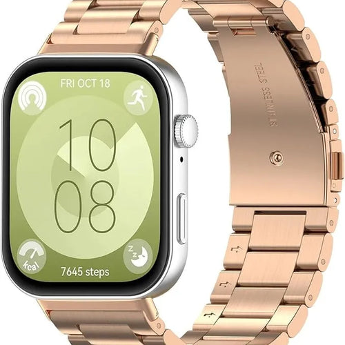 Steel Strap, rose gold, on a watch, 3/4 front view