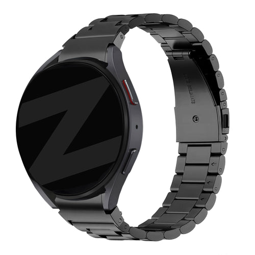 Steel Strap 'Classic', black, on a watch, 3/4 front view