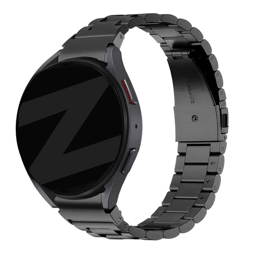 Steel Strap 'Classic', black, on a watch, 3/4 front view