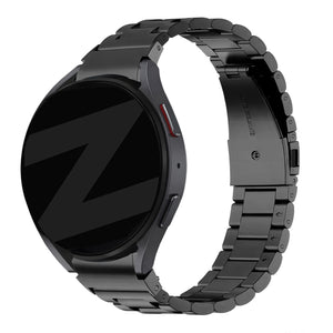 Steel Strap 'Classic', black, on a watch, 3/4 front view