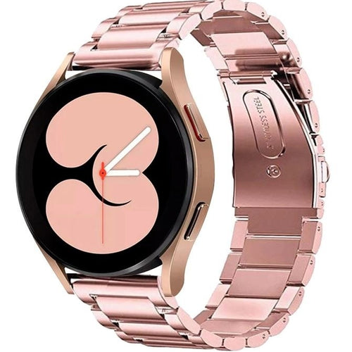 Steel Strap, pink, on a watch, 3/4 front view