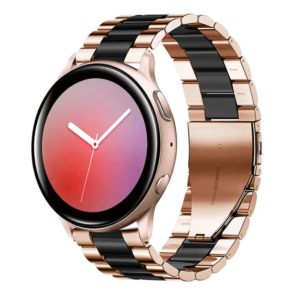 Steel Strap, rose gold/black, on a watch, 3/4 front view