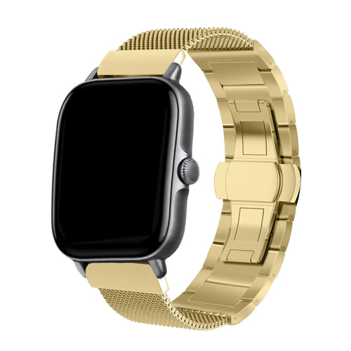 Milanese Steel Strap, gold, on a watch, 3/4 front view