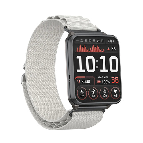 Alpine Nylon Strap, starlight, on a watch, 3/4 front view