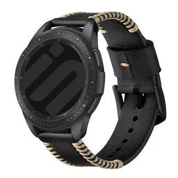 Motorola Moto Watch - 47mm Lederarmband mit Ziernähten (Schwarz)