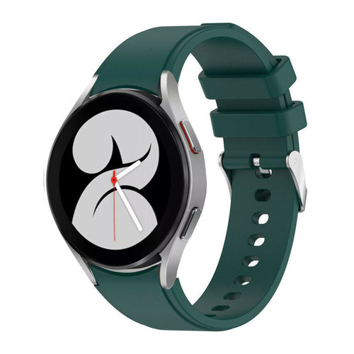 Silicone Strap 'Perfect Fit', dark green, on a watch, 3/4 front view