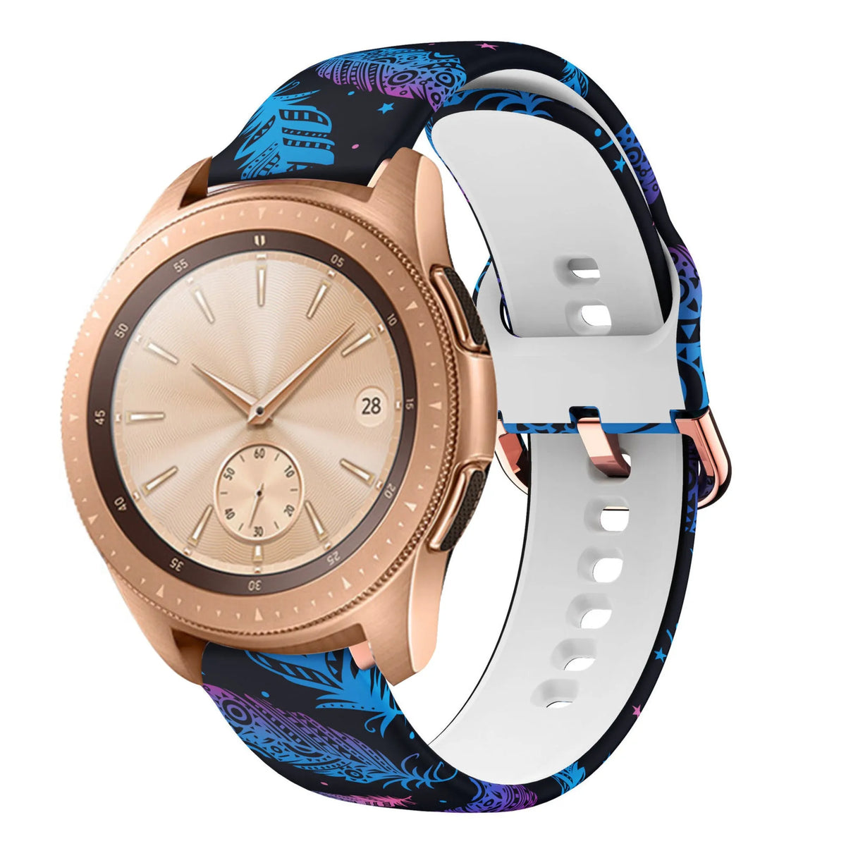 Print Silicone Strap, on a watch, 3/4 front view
