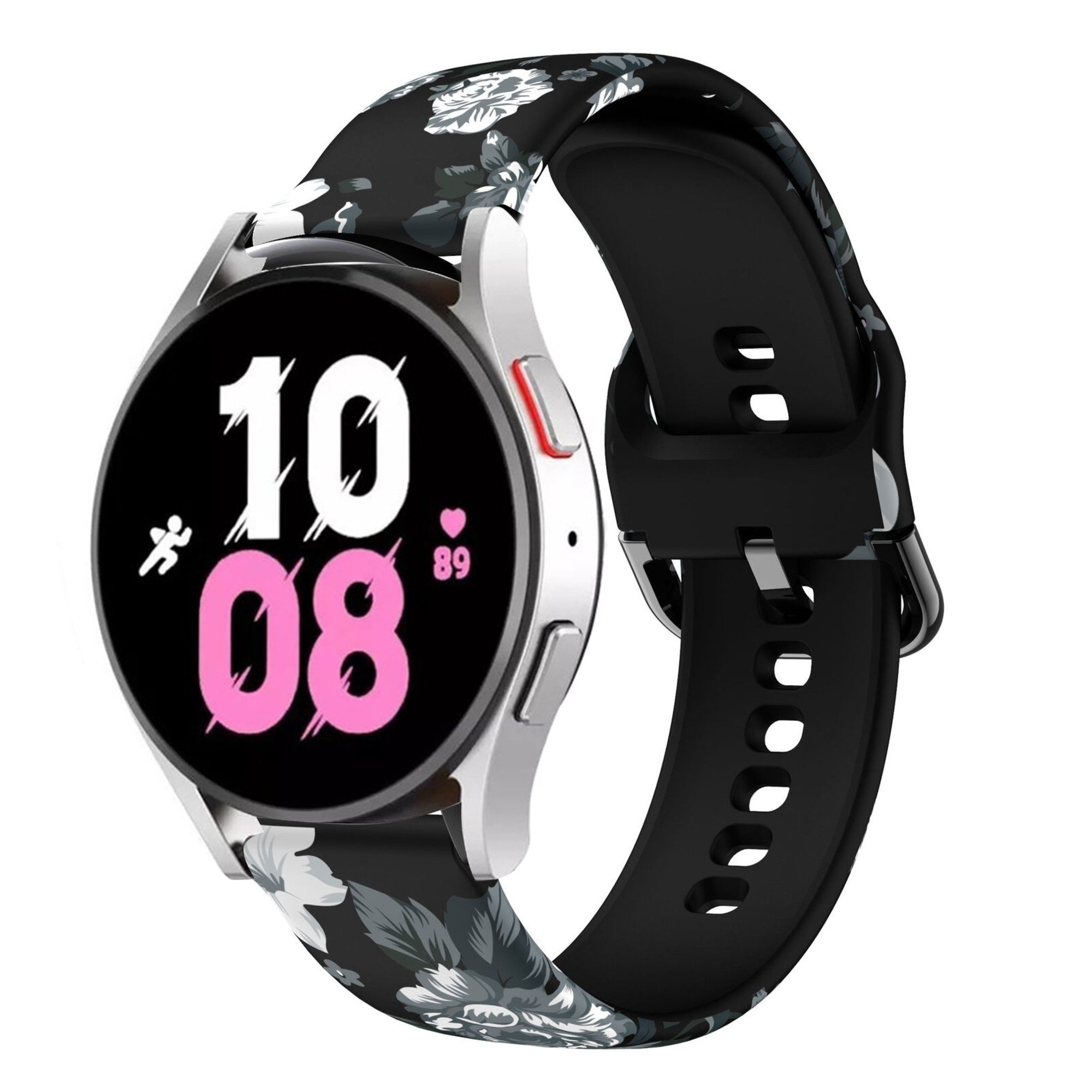 Print Silicone Strap, on a watch, 3/4 front view