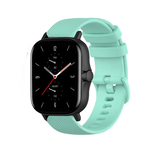 Premium Silicone Strap, aqua, on a watch, 3/4 front view