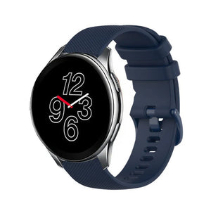 Premium Silicone Strap, dark blue, on a watch, 3/4 front view