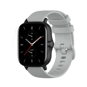 Premium Silicone Strap, grey, on a watch, 3/4 front view