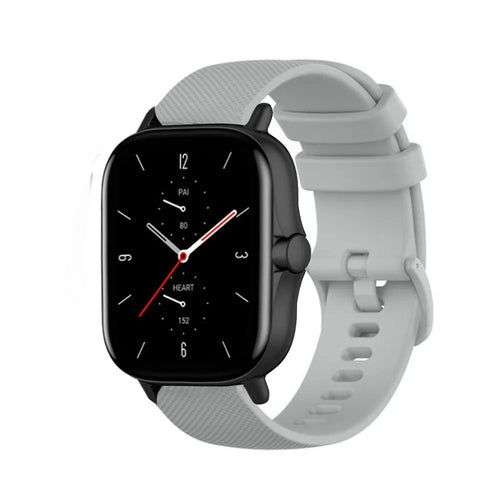 Premium Silicone Strap, grey, on a watch, 3/4 front view