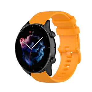 Premium Silicone Strap, orange, on a watch, 3/4 front view