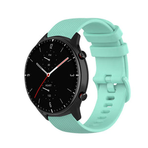 Premium Silicone Strap, aqua, on a watch, 3/4 front view