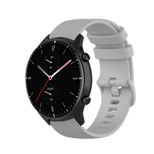 Premium Silicone Strap, grey, on a watch, 3/4 front view