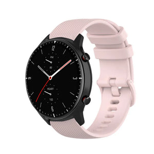 Premium Silicone Strap, pink, on a watch, 3/4 front view
