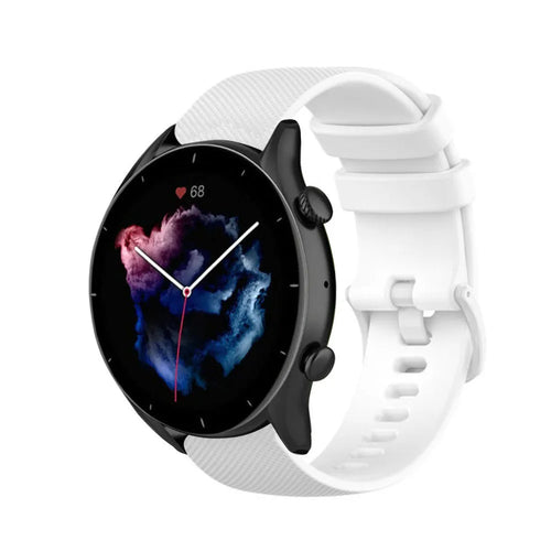 Premium Silicone Strap, white, on a watch, 3/4 front view