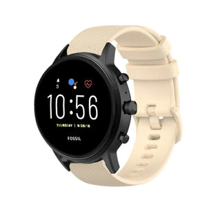 Premium Silicone Strap, beige, on a watch, 3/4 front view