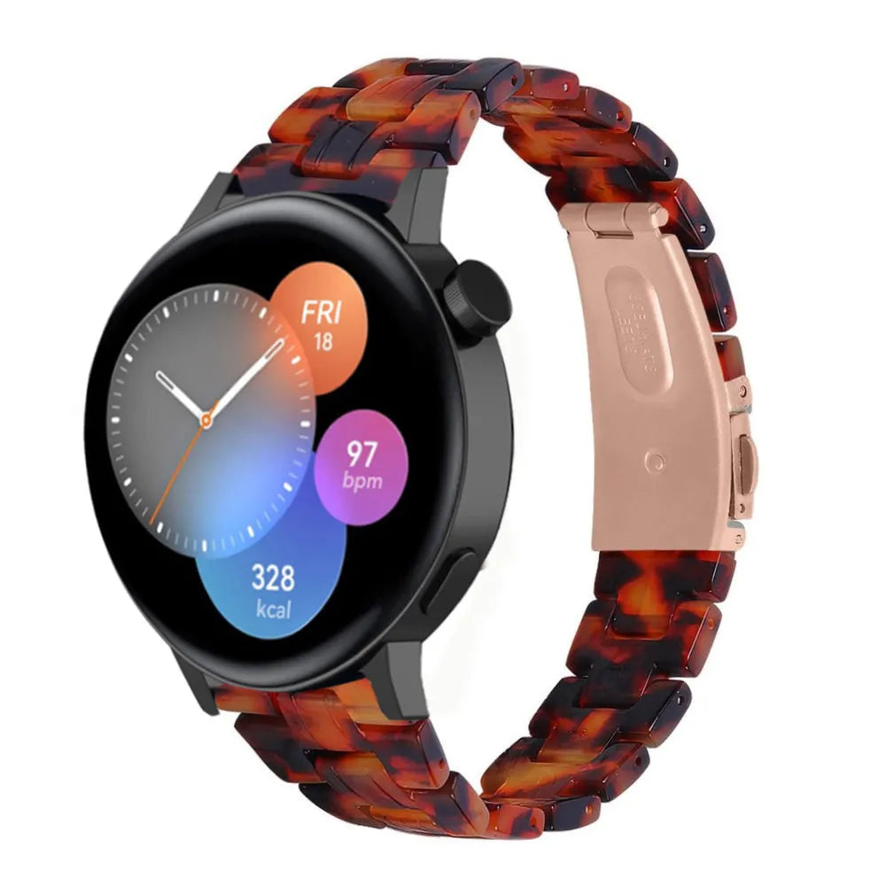 Metal Resin Strap, lava, on a watch, 3/4 front view
