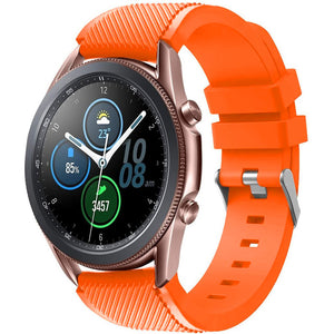 Twill Silicone Strap, orange, on a watch, 3/4 front view