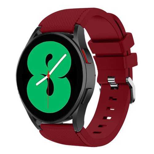Twill Silicone Strap, burgundy, on a watch, 3/4 front view