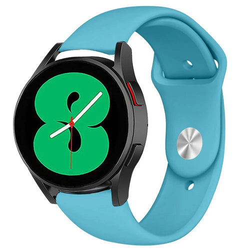 Silicone Sport Strap, light blue, on a watch, 3/4 front view