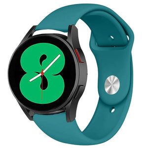 Silicone Sport Strap, green-blue, on a watch, 3/4 front view