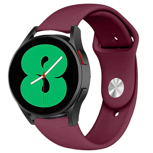 Silicone Sport Strap, burgundy, on a watch, 3/4 front view