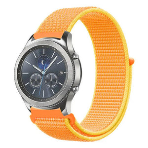 Nylon Strap, orange/yellow, on a watch, 3/4 front view