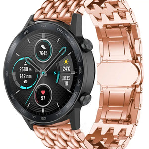 Steel Dragon Strap, rose gold, on a watch, 3/4 front view
