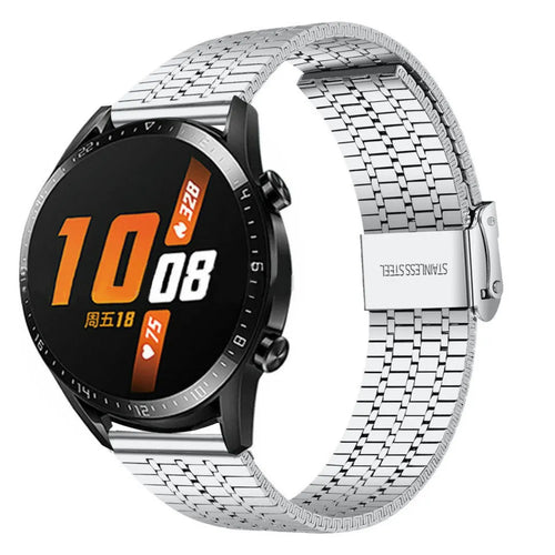 Fine Steel Strap, silver, on a watch, 3/4 front view