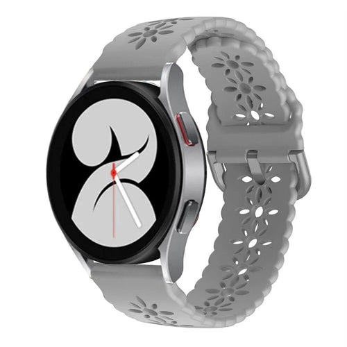 Patterned Silicone Strap, grey, on a watch, 3/4 front view