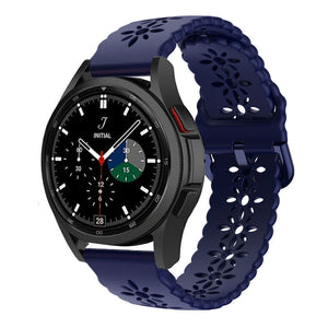Patterned Silicone Strap, dark blue, on a watch, 3/4 front view