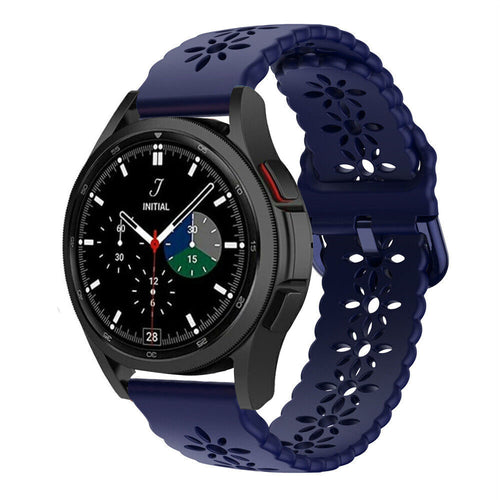 Patterned Silicone Strap, dark blue, on a watch, 3/4 front view