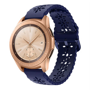 Patterned Silicone Strap, dark blue, on a watch, 3/4 front view