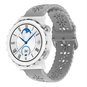 Patterned Silicone Strap, grey, on a watch, 3/4 front view