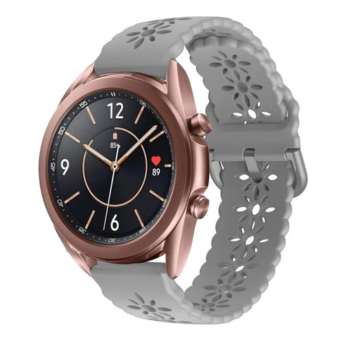 Patterned Silicone Strap, grey, on a watch, 3/4 front view