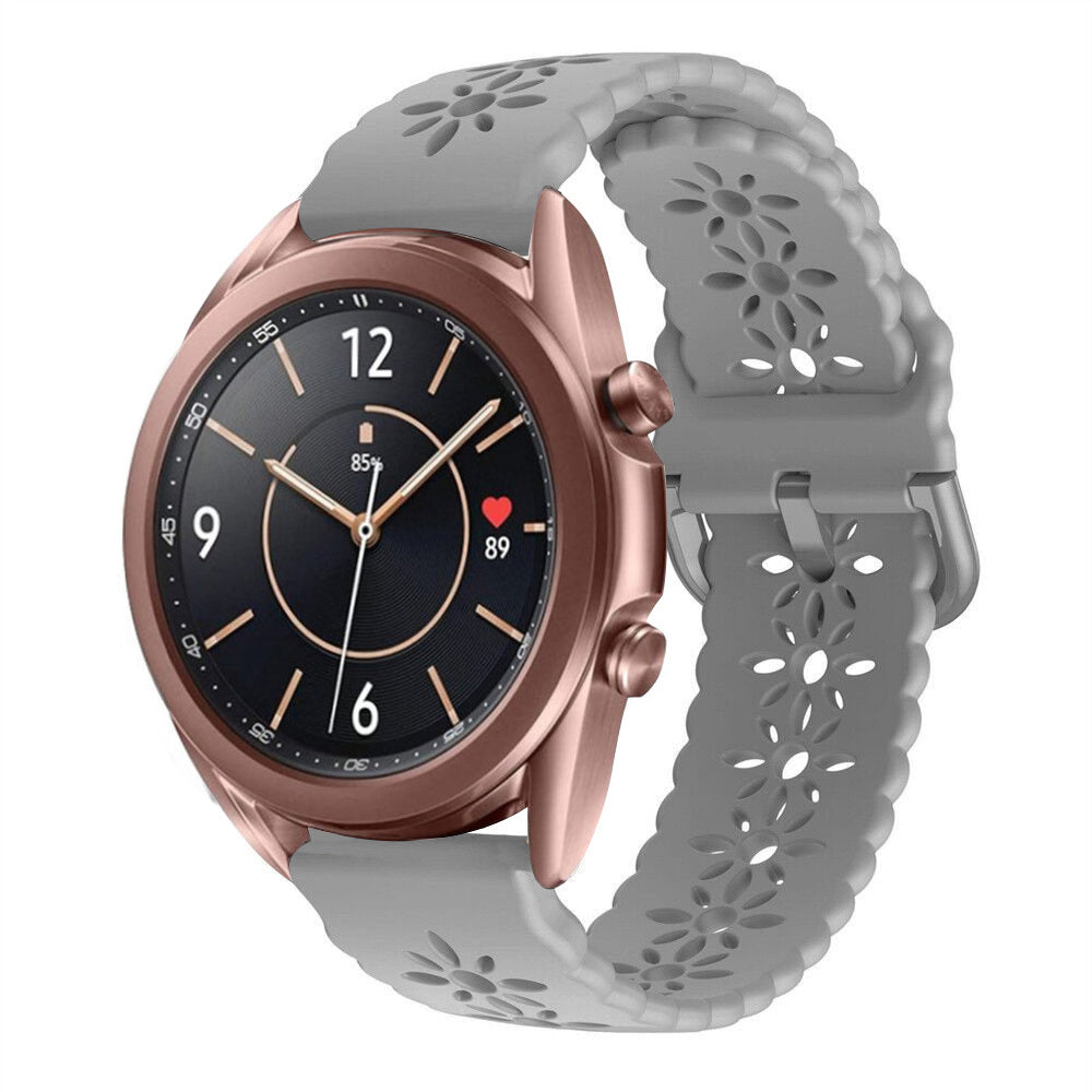 Patterned Silicone Strap, grey, on a watch, 3/4 front view