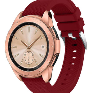 Twill Silicone Strap, burgundy, on a watch, 3/4 front view