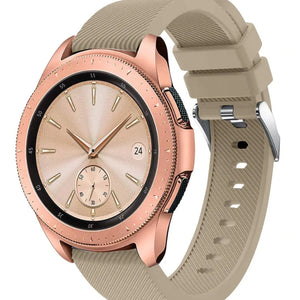 Twill Silicone Strap, beige, on a watch, 3/4 front view
