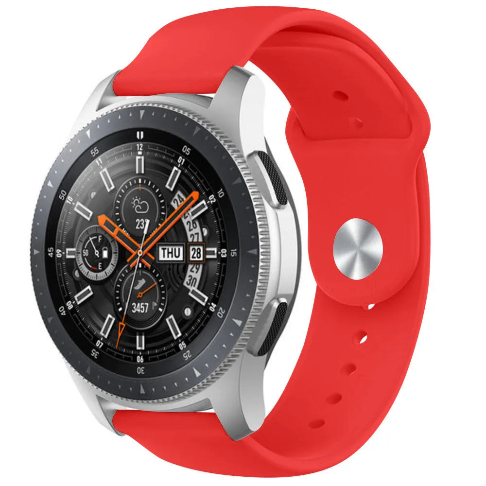 Silicone Sport Strap, red, on a watch, 3/4 front view