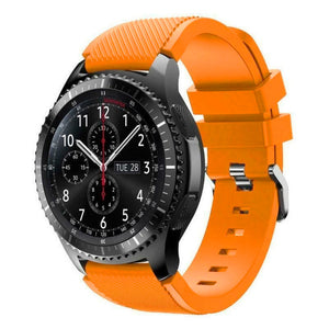 Twill Silicone Strap, orange, on a watch, 3/4 front view