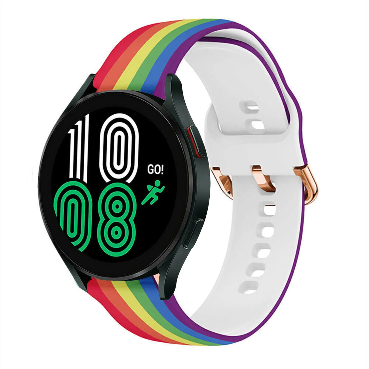 Print Silicone Strap, on a watch, 3/4 front view