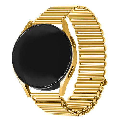 Steel Loop Strap, gold, on a watch, 3/4 front view