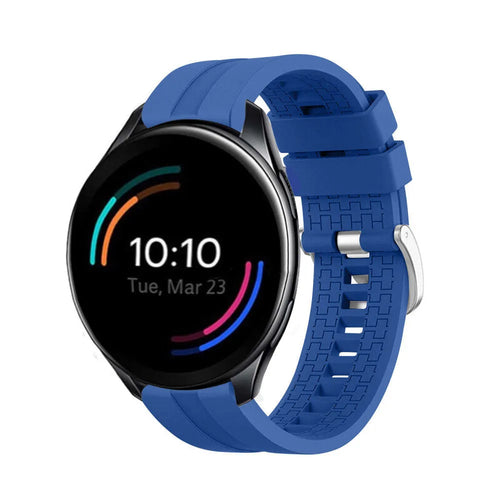 Silicone Strap 'Extreme', blue, on a watch, 3/4 front view