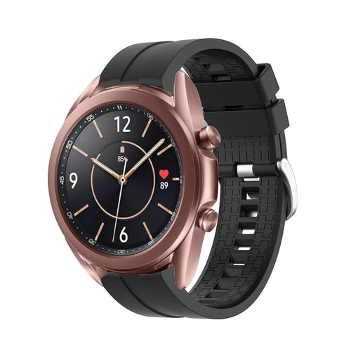 Silicone Strap 'Extreme', black, on a watch, 3/4 front view