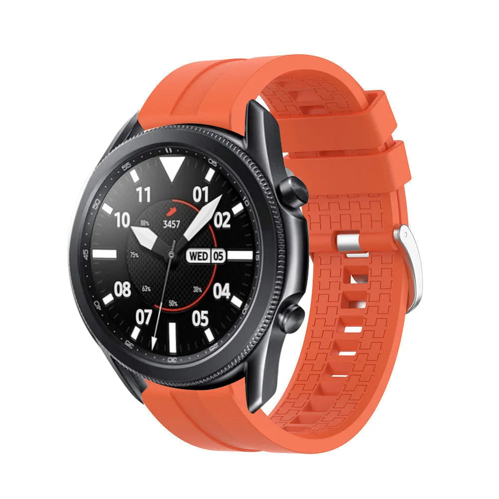 Silicone Strap 'Extreme', orange, on a watch, 3/4 front view