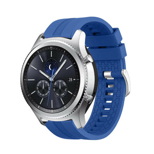 Silicone Strap 'Extreme', blue, on a watch, 3/4 front view