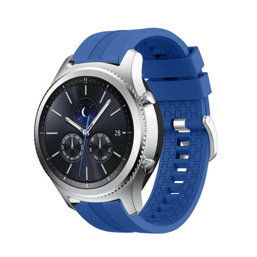 Silicone Strap 'Extreme', blue, on a watch, 3/4 front view